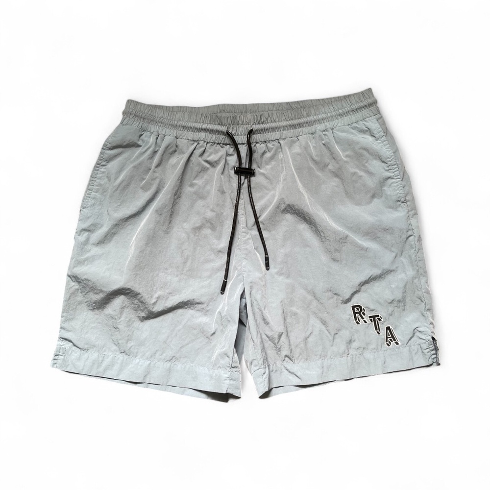 Rta Drawstring Clyde Nylon Shorts In Light Blue With Drawstring Sz L